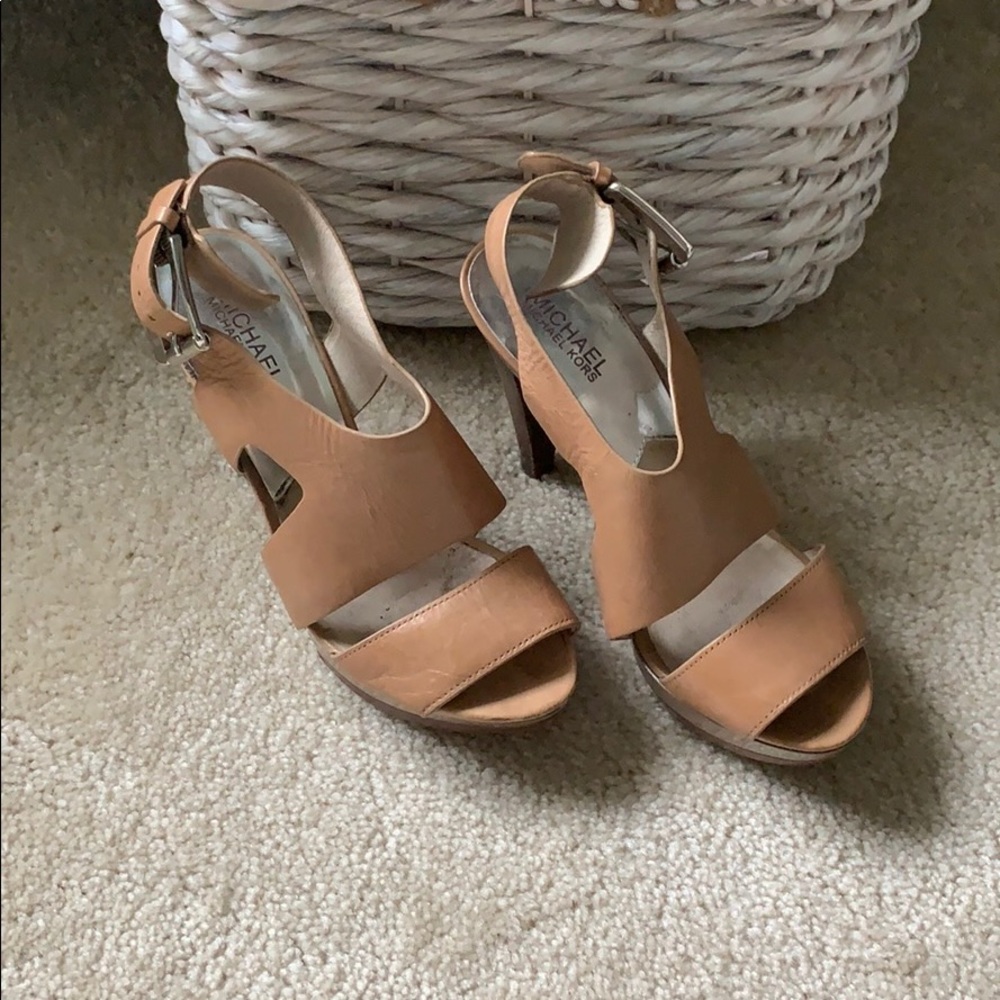 Nude open-toe heels